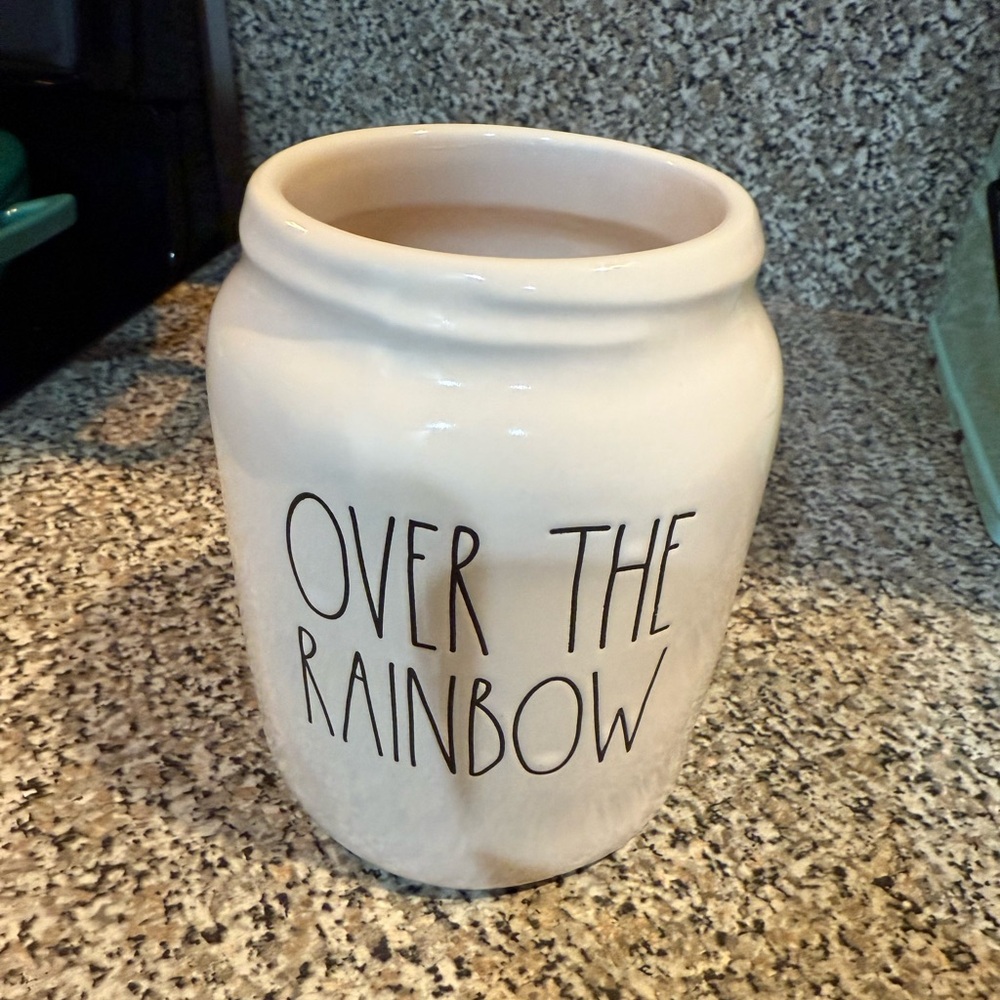 Rae Dunn Artisan Collection Ceramic Jar “Over The Rainbow” NO LID